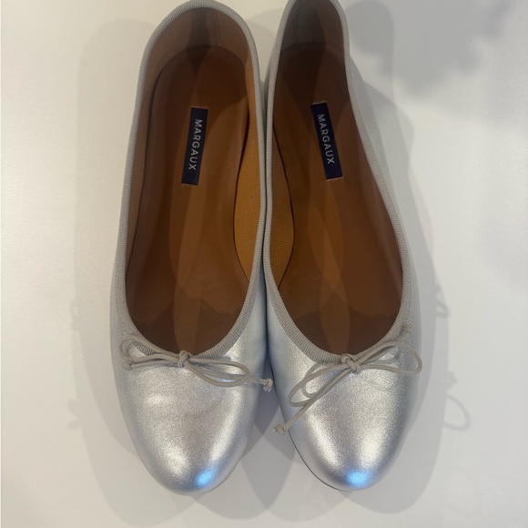Margaux Metallic Silver Leather Demi ballet flat - Picture 3 of 12